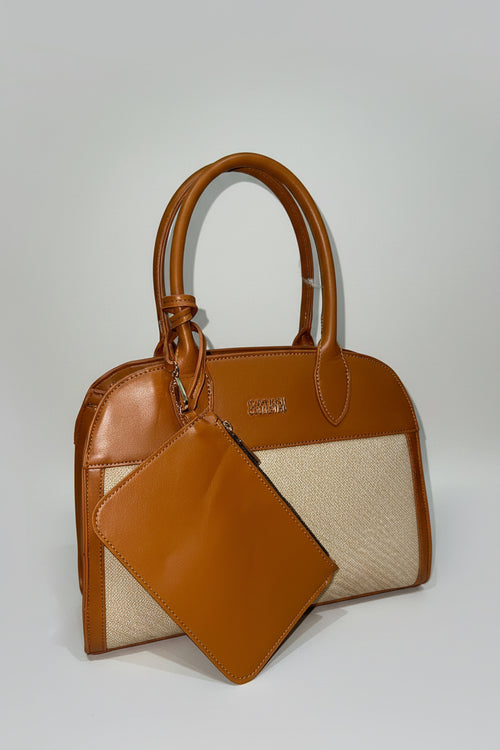 Borsa Coveri Cuoio e Paglia mis.33x25x12