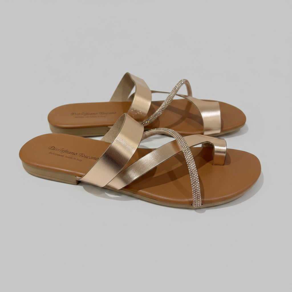 Sandali Oro Rosa in Pelle